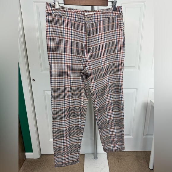 By Anthropologie‎ Womens Sz 6 Malcolm Plaid Tapered Cuffed Ankle Trousers Pants - Picture 1 of 8
